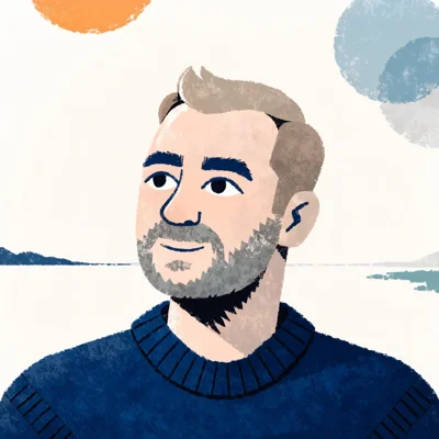 Illustrerat porträtt av Oskar Karlsson